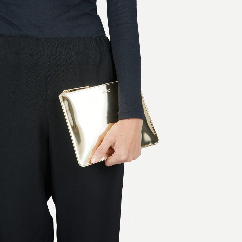 EVERLANE brand-new, never-used, gold shine pouch